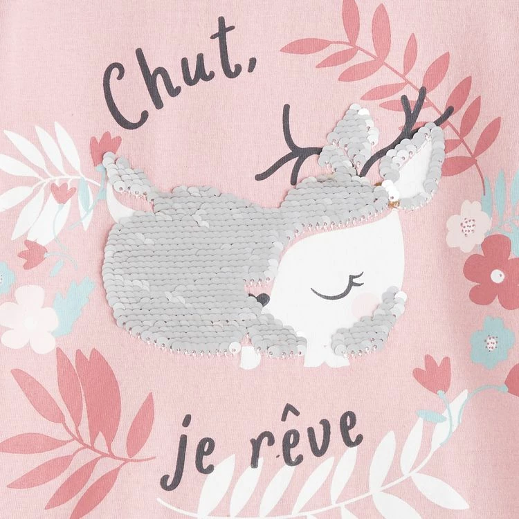 Nouveau 🌟 IN EXTENSO Pyjama à Sequins Réversibles Biche Fille 🤩 4 Nouveau 🌟 IN EXTENSO Pyjama à Sequins Réversibles Biche Fille 🤩 – Image 2