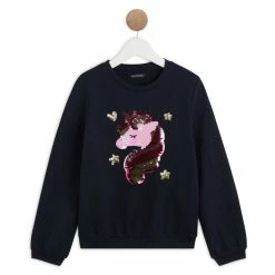 Offres 👏 IN EXTENSO Sweat Manches Longues à Sequins Reversibles Licorne Fille 🌟
