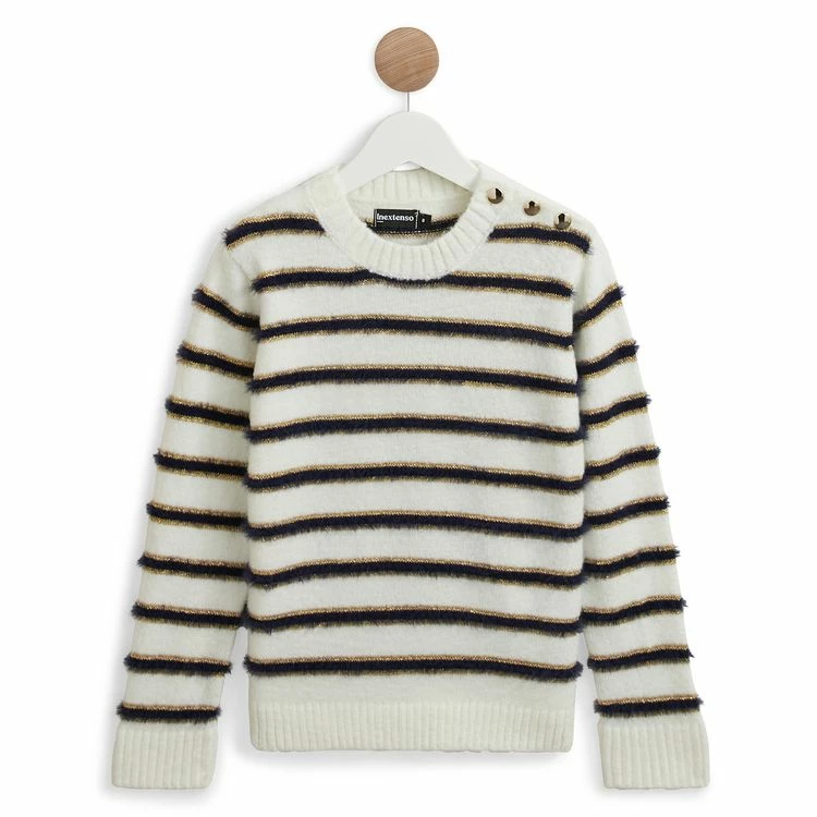 Coupon 🌟 IN EXTENSO Pull Mousseux à Rayures Fille ✨ 3 Coupon 🌟 IN EXTENSO Pull Mousseux à Rayures Fille ✨