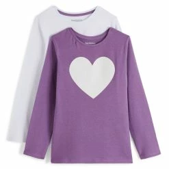Meilleur prix 🧨 INEXTENSO Lot De 2 T-shirts Marguerite Manches Longues Fille 🔔
