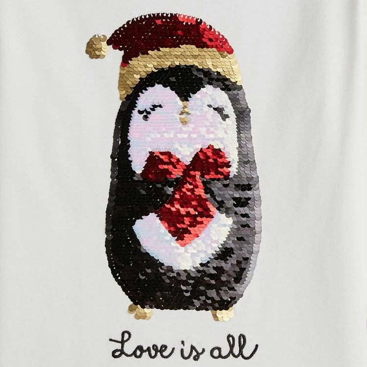 Remise 🔔 IN EXTENSO T-shirt Manches Longues Pingouins De Noël à Sequins Reversibles Fille 👍 4 Remise 🔔 IN EXTENSO T-shirt Manches Longues Pingouins De Noël à Sequins Reversibles Fille 👍 – Image 2