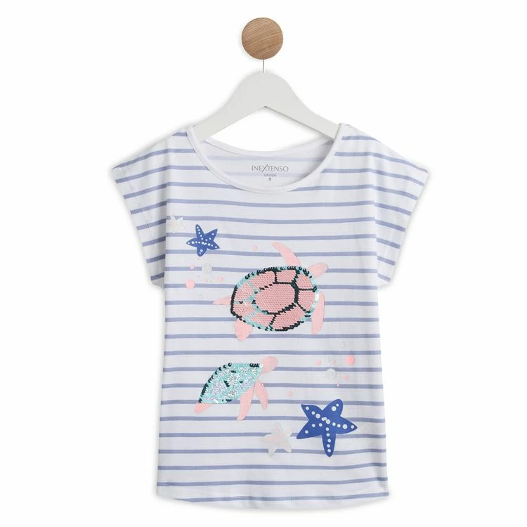 Vente flash 🧨 IN EXTENSO T-shirt Manches Courtes Rayés à Sequins Fille 🔥 3 Vente flash 🧨 IN EXTENSO T-shirt Manches Courtes Rayés à Sequins Fille 🔥