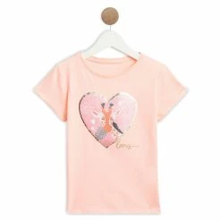 Tout neuf ⭐ IN EXTENSO T-shirt Manches Courtes à Sequins Girafe Fille 🔥