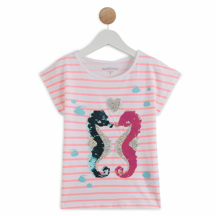 Offres ⌛ IN EXTENSO T-shirt Manches Courtes Rayés à Sequins Papillon Fille 👍 3 Offres ⌛ IN EXTENSO T-shirt Manches Courtes Rayés à Sequins Papillon Fille 👍