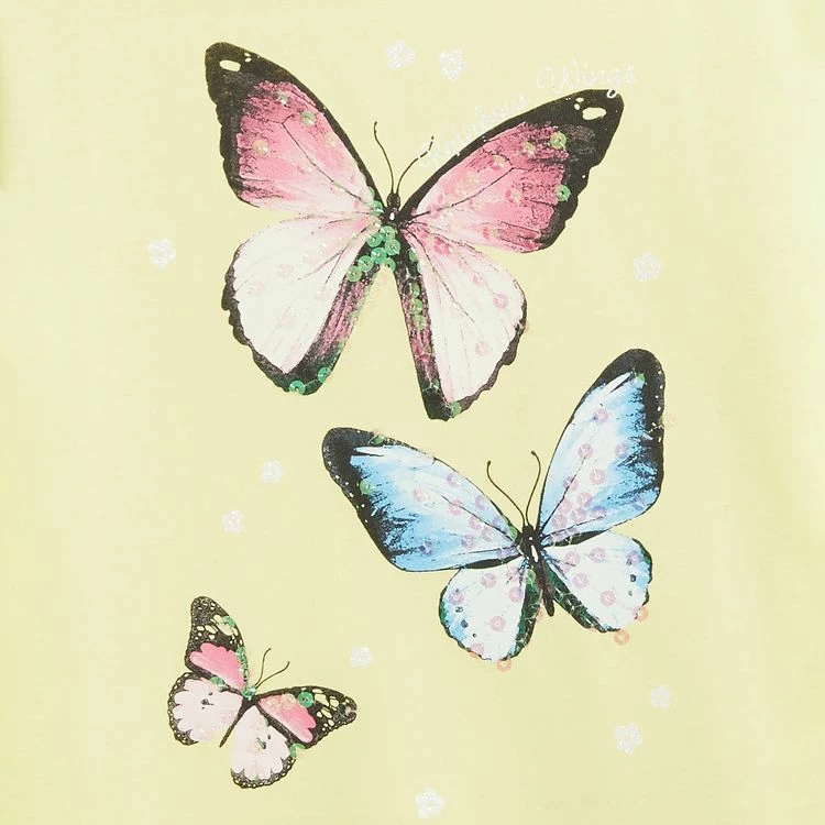 Tout neuf 👏 IN EXTENSO T-shirt Manches Courtes Papillons Fille 🤩 4 Tout neuf 👏 IN EXTENSO T-shirt Manches Courtes Papillons Fille 🤩 – Image 2