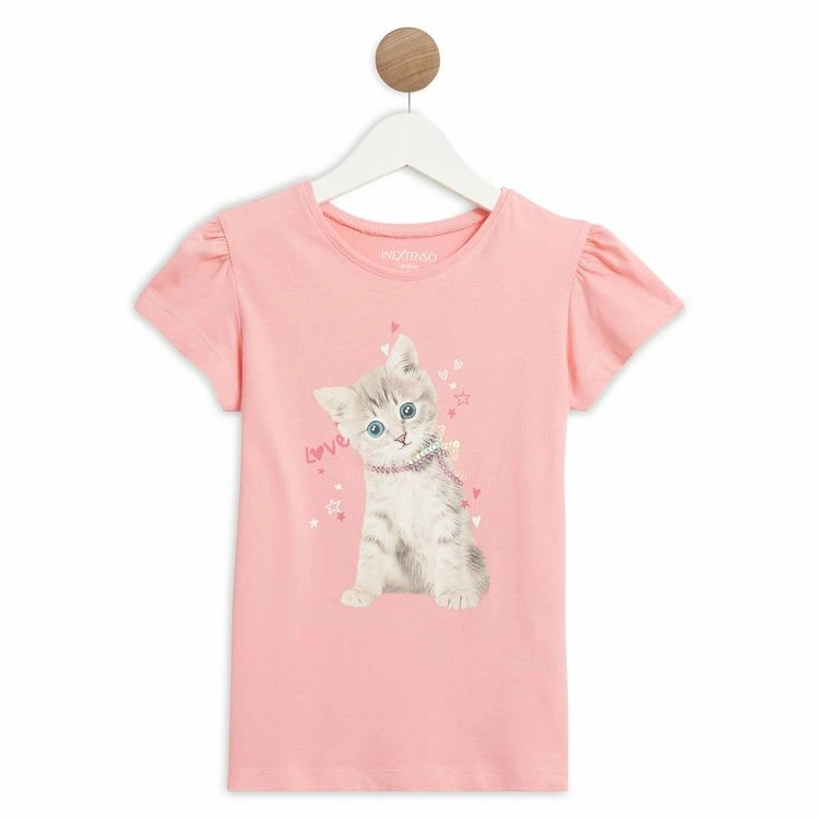 Nouveau 😉 IN EXTENSO T-shirt Manches Courtes Chat Fille 🎉 3 Nouveau 😉 IN EXTENSO T-shirt Manches Courtes Chat Fille 🎉