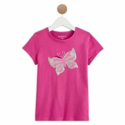 Promo 🧨 IN EXTENSO T-shirt Manches Courtes à Sequins Reversibles Papillon Fille ✨