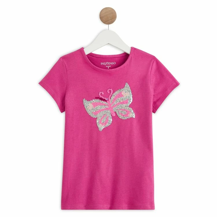 Promo 🧨 IN EXTENSO T-shirt Manches Courtes à Sequins Reversibles Papillon Fille ✨ 3 Promo 🧨 IN EXTENSO T-shirt Manches Courtes à Sequins Reversibles Papillon Fille ✨