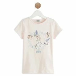 Bon marché 🧨 Reine Des Neiges T-shirt Manches Courtes Elsa Fille ❤️