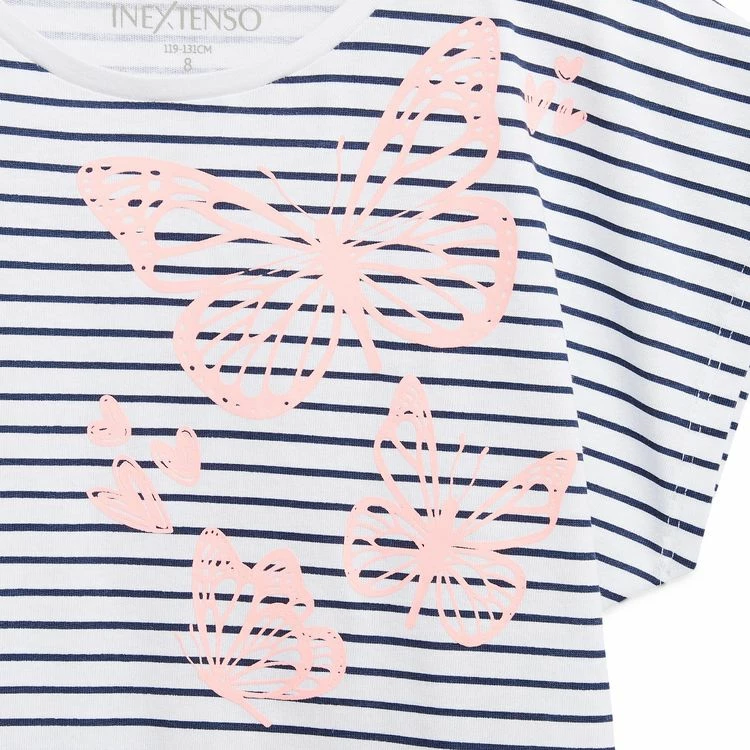 Tout neuf 🔥 IN EXTENSO T-shirt Manches Courtes à Rayures Fille 💯 4 Tout neuf 🔥 IN EXTENSO T-shirt Manches Courtes à Rayures Fille 💯 – Image 2