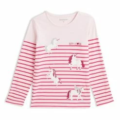 Meilleure vente 👏 IN EXTENSO T-shirt Manches Longues à Rayures Licornes Fille ⌛