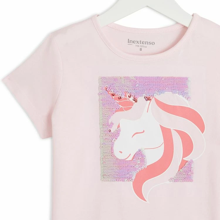 Tout neuf 🛒 IN EXTENSO T-shirt Manches Courtes à Sequins Réversibles Licorne Fille 🤩 4 Tout neuf 🛒 IN EXTENSO T-shirt Manches Courtes à Sequins Réversibles Licorne Fille 🤩 – Image 2