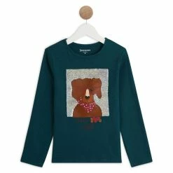 Tout neuf 🥰 IN EXTENSO T-shirt Manches Longues à Sequins Chien Fille ✨