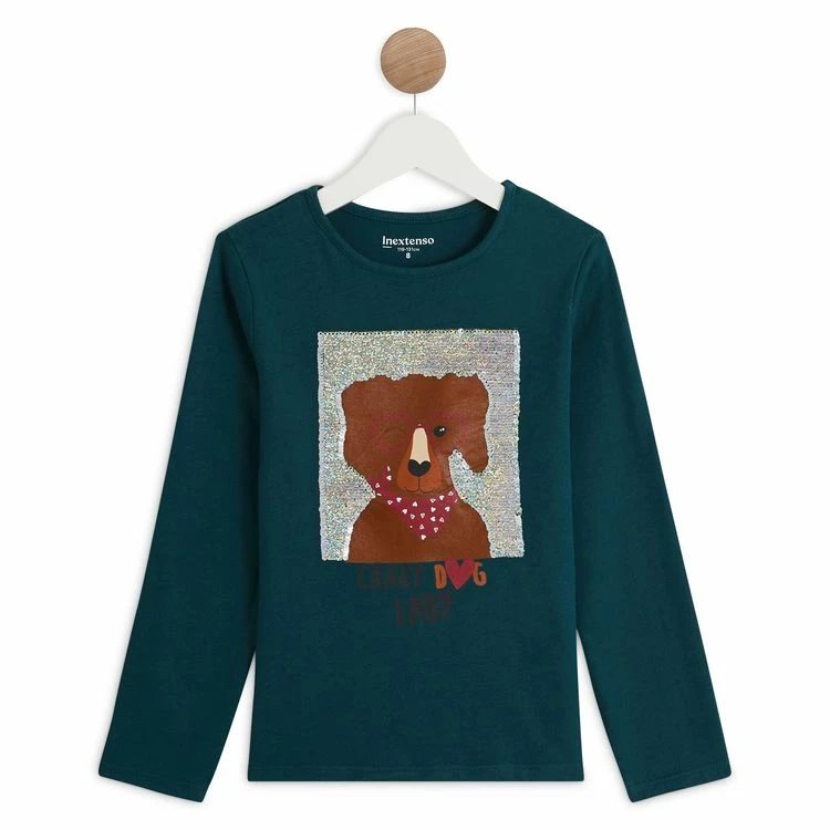 Tout neuf 🥰 IN EXTENSO T-shirt Manches Longues à Sequins Chien Fille ✨ 3 Tout neuf 🥰 IN EXTENSO T-shirt Manches Longues à Sequins Chien Fille ✨